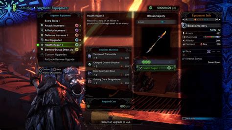 mhw health regen augment materials
